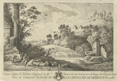 Veduta di un paesaggio con pastori da Jan Lauwryn Krafft (I)