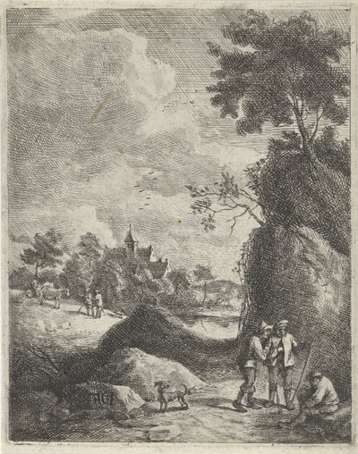 Paesaggio con viaggiatori e due pastori da Jan Lauwryn Krafft (I)