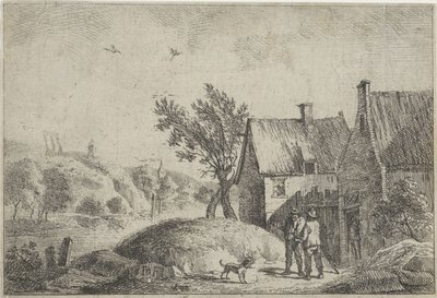 Due uomini con un cane in un paesaggio da Jan Lauwryn Krafft (I)