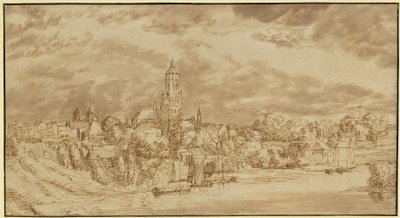 Veduta di una città sulla riva opposta di un fiume da Jan Lievens