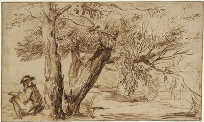 Paesaggio con un disegnatore al margine del bosco da Jan Lievens