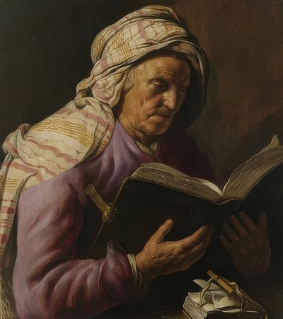 Vecchia donna che legge da Jan Lievens