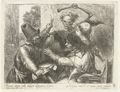 Giocatori di carte litigiosi e la Morte da Jan Lievens