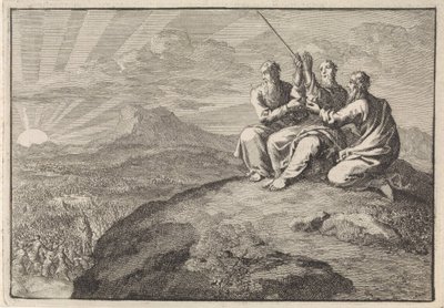 Aaronne e Hur sostengono le mani di Mosè durante la battaglia del popolo d