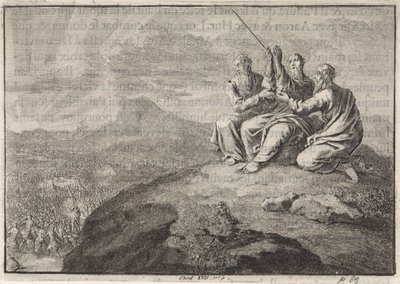 Aronne e Chur sostengono le mani di Mosè durante la battaglia del popolo d