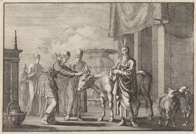 Aronne benedice il bestiame sacrificale da Jan Luyken