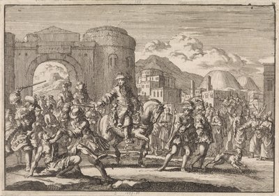 Inviato francese entra a cavallo a Gerusalemme, 1674 da Jan Luyken
