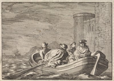 Re Giacomo II fugge di notte in una barca a remi, 1688 da Jan Luyken
