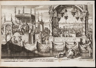 La grande benedizione delle acque a Mosca (Russia) (cerimonia religiosa annuale con processione) - Opera di Jan (Johannes) Luyken (1649-1712), incisione (20,1x30 cm) da Jan Luyken