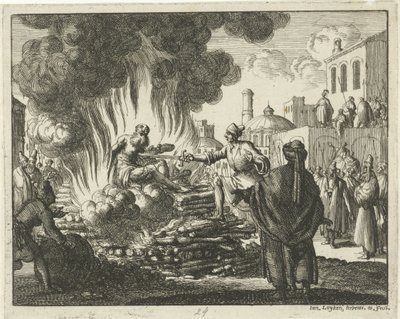 Policarpo trafitto sul rogo da Jan Luyken