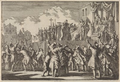 Scena di strada ad Aberdeen in cui viene derisa la religione cattolica, 1689 da Jan Luyken
