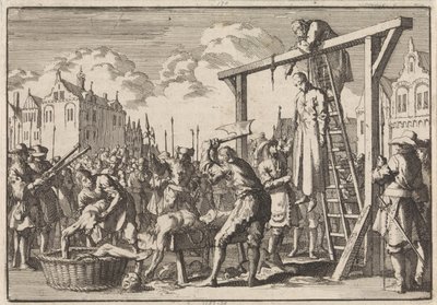A Londra il gesuita William Ireland viene impiccato e John Grove viene squartato per un tentato regicidio, 1679 da Jan Luyken