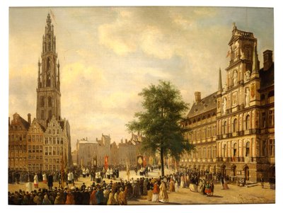 Processione sulla Grand Place di Anversa da Jan M. Ruyten