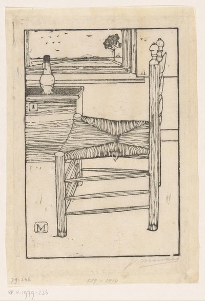Sedia con sedile di paglia da Jan Mankes