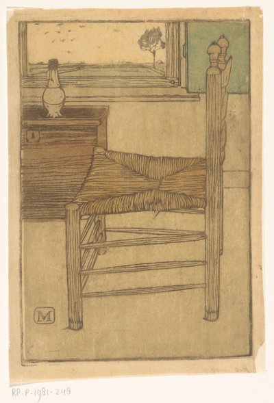 Sedia con sedile di paglia da Jan Mankes