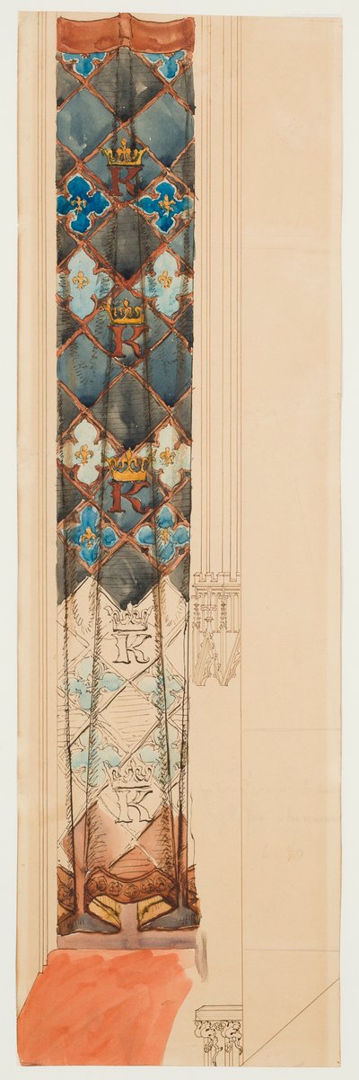 Kartonskizze für die Polychromie der Marienkirche - Fries mit geometrischem Muster da Jan Matejko