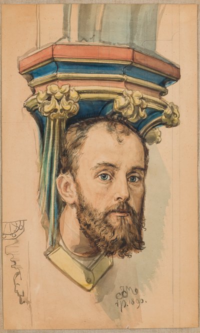 Cartone preparatorio per la policromia della Chiesa di Santa Maria - Mensola a forma di testa maschile (ritratto di T. Stryjeński) da Jan Matejko