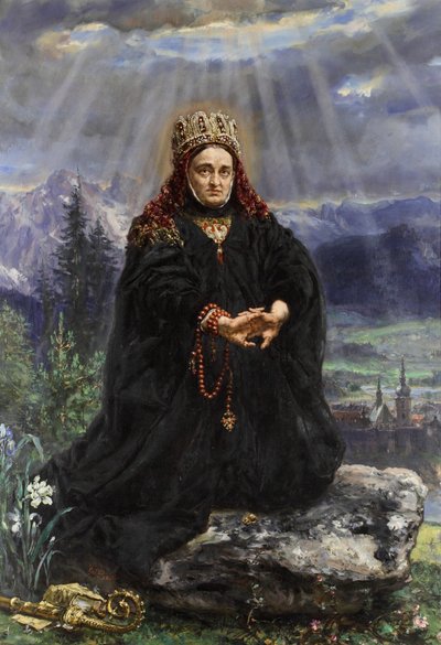 Santa Kinga in preghiera in mezzo alle montagne di Sącz. da Jan Matejko