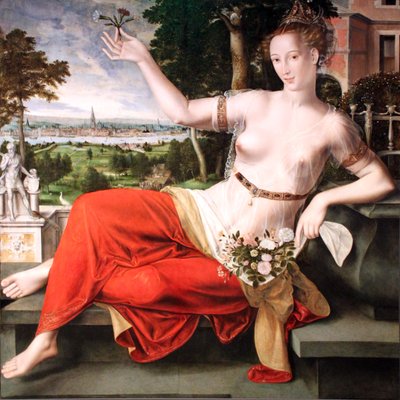 Olandese: Flora con la città di Anversa Flora sullo sfondo da Jan Matsys