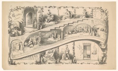 Rappresentazione della carriera di uno studente di Leida, 1871 (Gradus Academici) da Jan Mesker