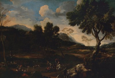 Paesaggio con una Battaglia tra Due Arieti da Jan Miel