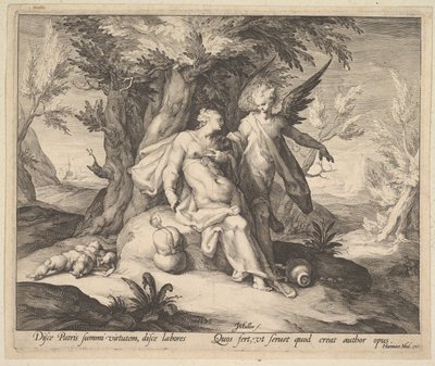 Agar nel deserto consolata da un angelo, ca. 1609 da Jan Muller