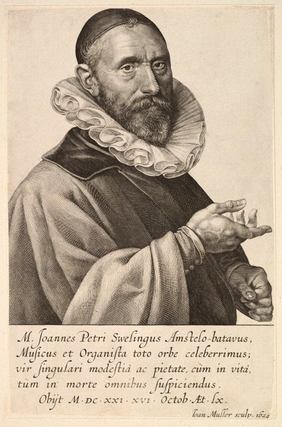Ritratto di Jans Pietersz Sweelinck, pub. 1624 da Jan Muller