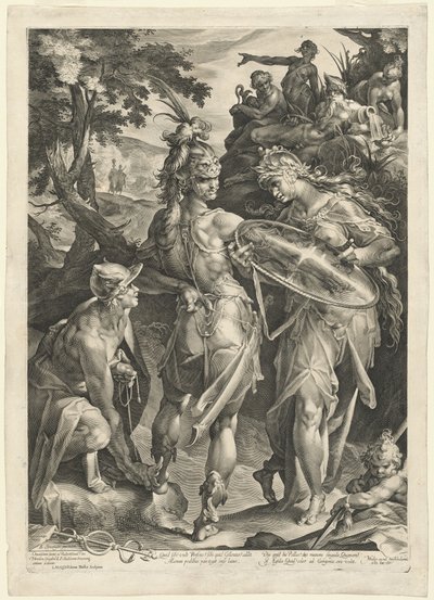 Minerva e Mercurio armano Perseo da Jan Muller, after Bartholomaeus Spranger