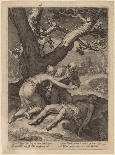 Adamo ed Eva piangono sul cadavere di Abele da Jan Pietersz Saenredam after Abraham Bloemaert
