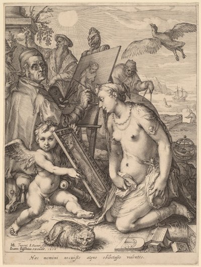 Artista che dipinge una donna nuda: Allegoria della percezione visiva da Jan Pietersz Saenredam, after Hendrik Goltzius