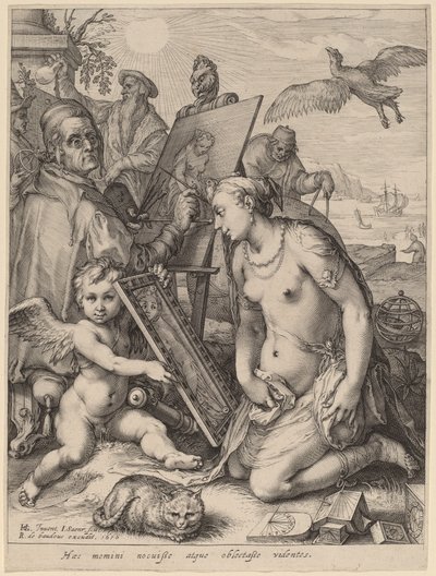 Artista che dipinge una donna nuda: Allegoria della percezione visiva da Jan Pietersz Saenredam after Hendrik Goltzius