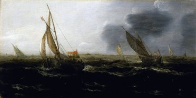 Barche olandesi catturate in una forte brezza da Jan Porcellis