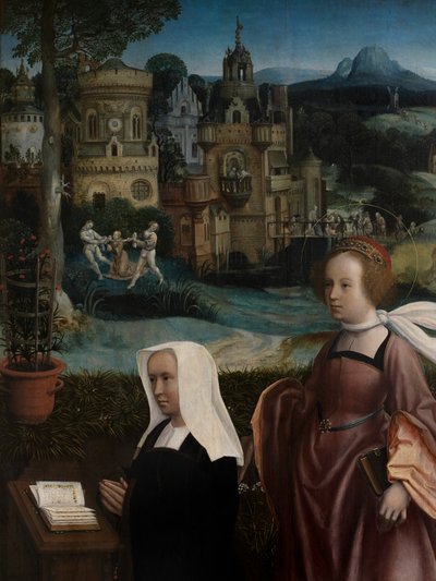 (dettaglio) del Donatore con San Nicola e la moglie del Donatore con Santa Godeliva, c.1515-21 da Jan Provoost