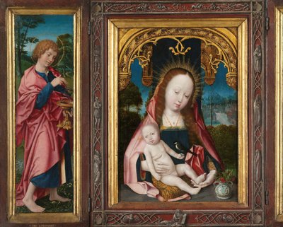 Trittico con la Vergine e il Bambino, San Giovanni Evangelista (ala sinistra) e Maria Maddalena (ala destra) da Jan Provoost