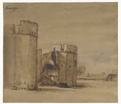 Veduta del Castello Honingen vicino a Rotterdam da Jan Ruyscher (attributed to)