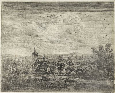 Vista del villaggio con una chiesa da Jan Ruyscher