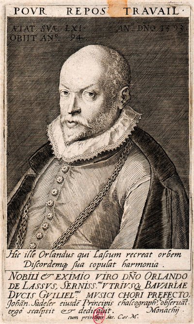 Ritratto del compositore Orlando di Lasso 1532-1594, 1593 da Jan Sadeler