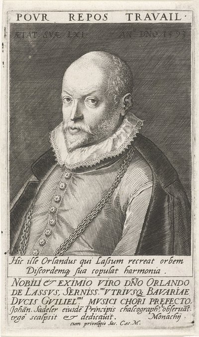Ritratto del compositore Orlando di Lasso 1532-1594, 1593 da Jan Sadeler