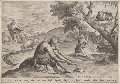 Dio appare a Mosè da Jan Sadeler I, after Maarten van Cleef