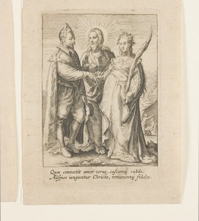 Un matrimonio fondato solo su puro e casto amore, che è benedetto da Cristo da Jan Saenredam