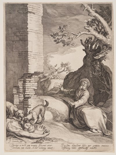 La profezia di Ahajah alla moglie di Geroboamo, da Quattro scene di vita dei profeti, Isaia, Ahajah ed Eliseo da Jan Saenredam