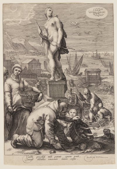 Diana che presiede alla navigazione e alla pesca, da Sette divinità planetarie da Jan Saenredam