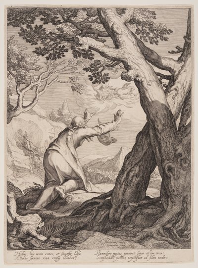 Eliseo riceve la veste di Elia, da Quattro scene di vita dei profeti, Isaia, Ahajah ed Eliseo da Jan Saenredam