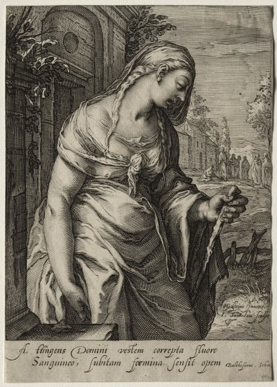 Eroine del Nuovo Testamento: La donna con il flusso di sangue da Jan Saenredam