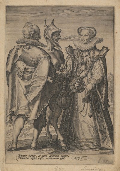 Matrimonio per ricchezza officiato dal diavolo, ca. 1600 da Jan Saenredam