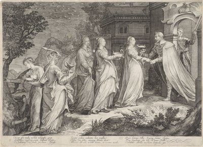 Accoglienza delle vergini sagge dallo sposo da Jan Saenredam
