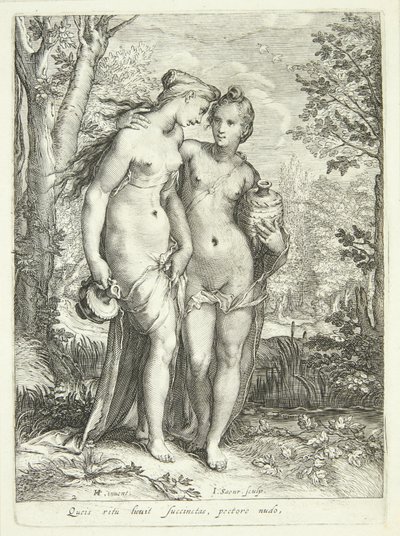 Due ninfe di Diana con brocche da Jan Saenredam