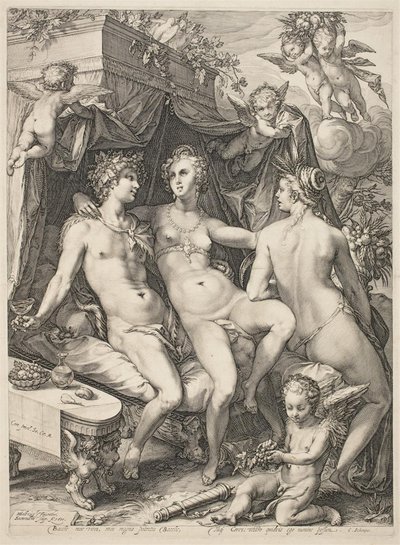 Venere su un divano tra Bacco e Cerere da Jan Saenredam