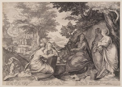 Le vergini sagge si riuniscono in un paesaggio davanti alla predicazione del Battista, dalla Parabola delle vergini sagge e stolte da Jan Saenredam
