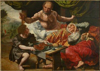 Isacco benedice Giacobbe da Jan Sanders Hemessen van